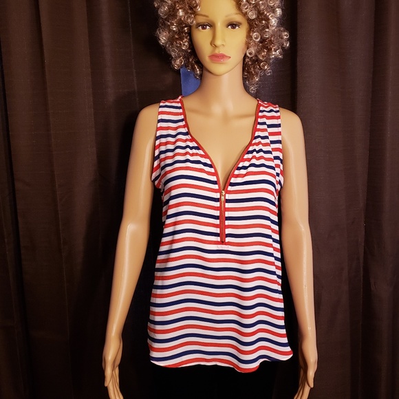 Charming Charlie Red/White/Blue Top - Picture 1 of 5